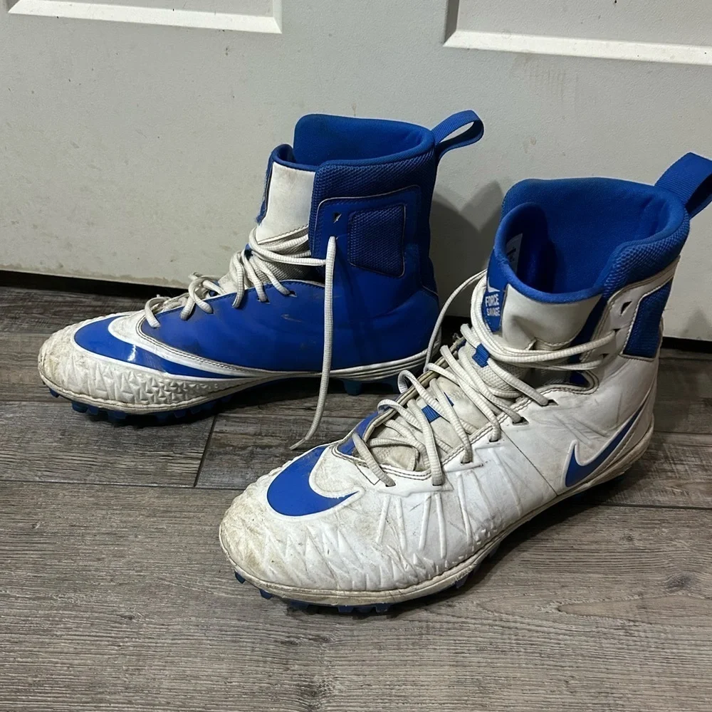 Nike Force Savage Elite TD Men Size 12 Shoes white Blue Football Sneakers